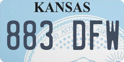 KS license plate 883DFW