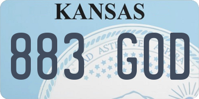 KS license plate 883GOD
