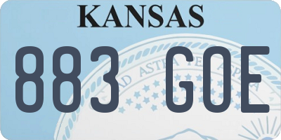 KS license plate 883GOE