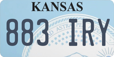 KS license plate 883IRY