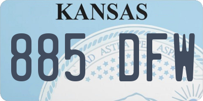 KS license plate 885DFW