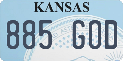 KS license plate 885GOD