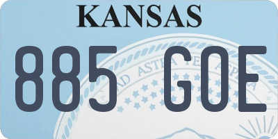 KS license plate 885GOE