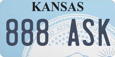 KS license plate 888ASK