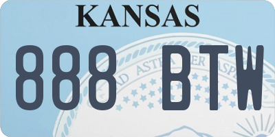KS license plate 888BTW