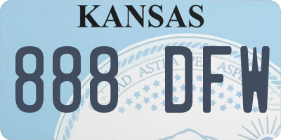 KS license plate 888DFW