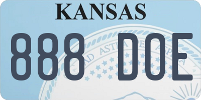 KS license plate 888DOE
