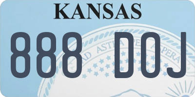 KS license plate 888DOJ