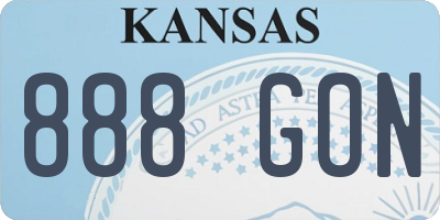 KS license plate 888GON