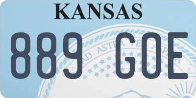 KS license plate 889GOE
