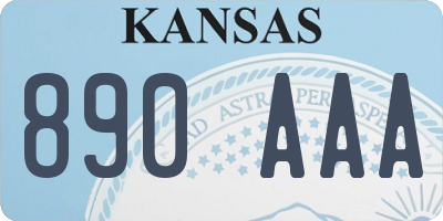 KS license plate 890AAA