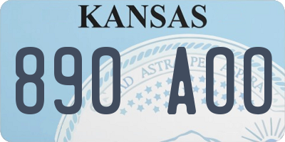 KS license plate 890AOO