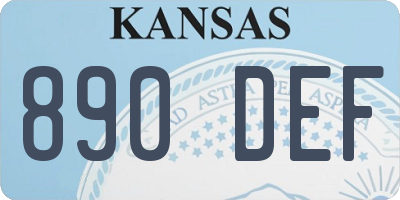 KS license plate 890DEF