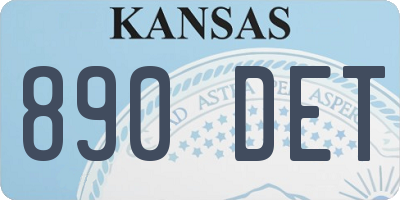 KS license plate 890DET