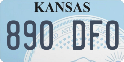 KS license plate 890DFO