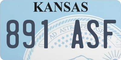 KS license plate 891ASF