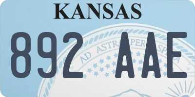 KS license plate 892AAE