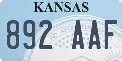 KS license plate 892AAF