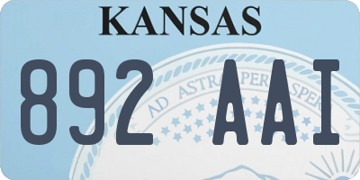 KS license plate 892AAI