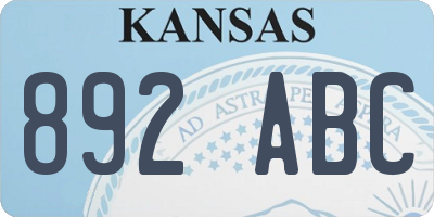 KS license plate 892ABC