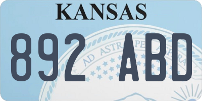 KS license plate 892ABD