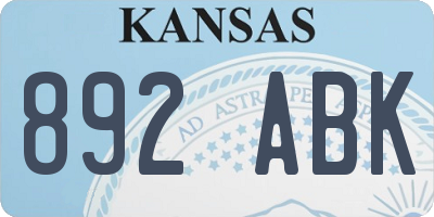 KS license plate 892ABK
