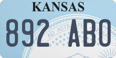 KS license plate 892ABO