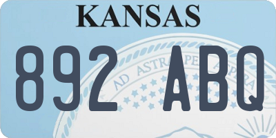 KS license plate 892ABQ