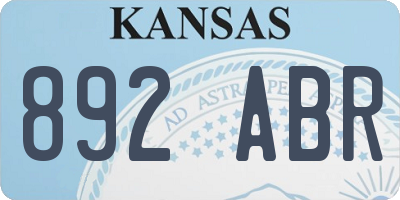 KS license plate 892ABR