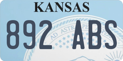 KS license plate 892ABS