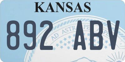 KS license plate 892ABV