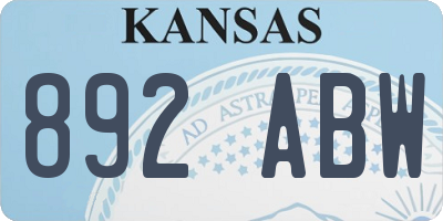 KS license plate 892ABW