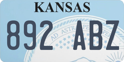 KS license plate 892ABZ