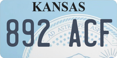 KS license plate 892ACF