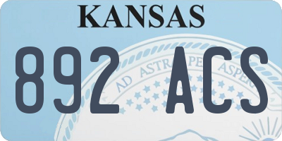KS license plate 892ACS