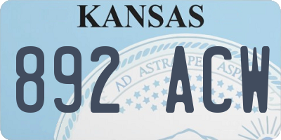 KS license plate 892ACW