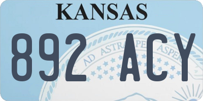 KS license plate 892ACY
