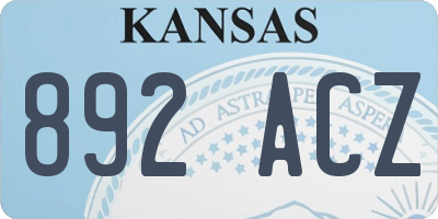 KS license plate 892ACZ