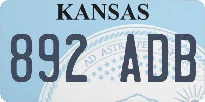 KS license plate 892ADB
