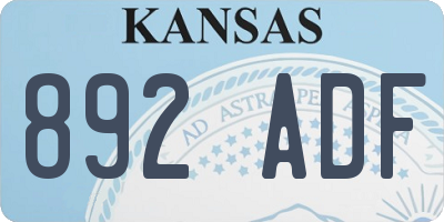KS license plate 892ADF