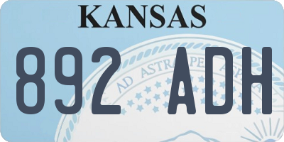 KS license plate 892ADH