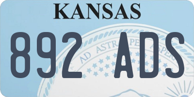 KS license plate 892ADS