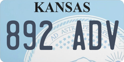 KS license plate 892ADV