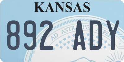 KS license plate 892ADY