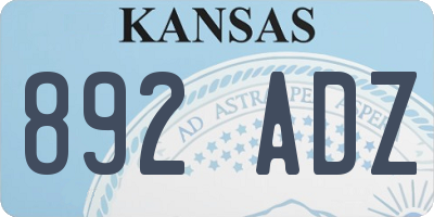 KS license plate 892ADZ
