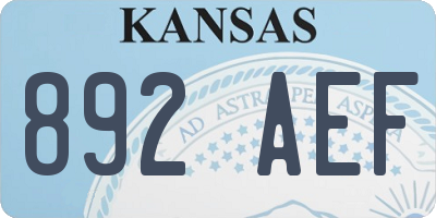 KS license plate 892AEF