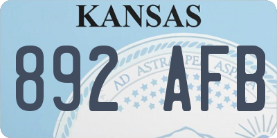 KS license plate 892AFB