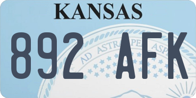 KS license plate 892AFK