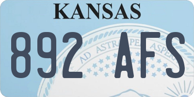 KS license plate 892AFS