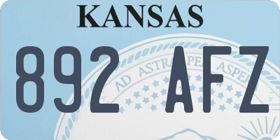 KS license plate 892AFZ